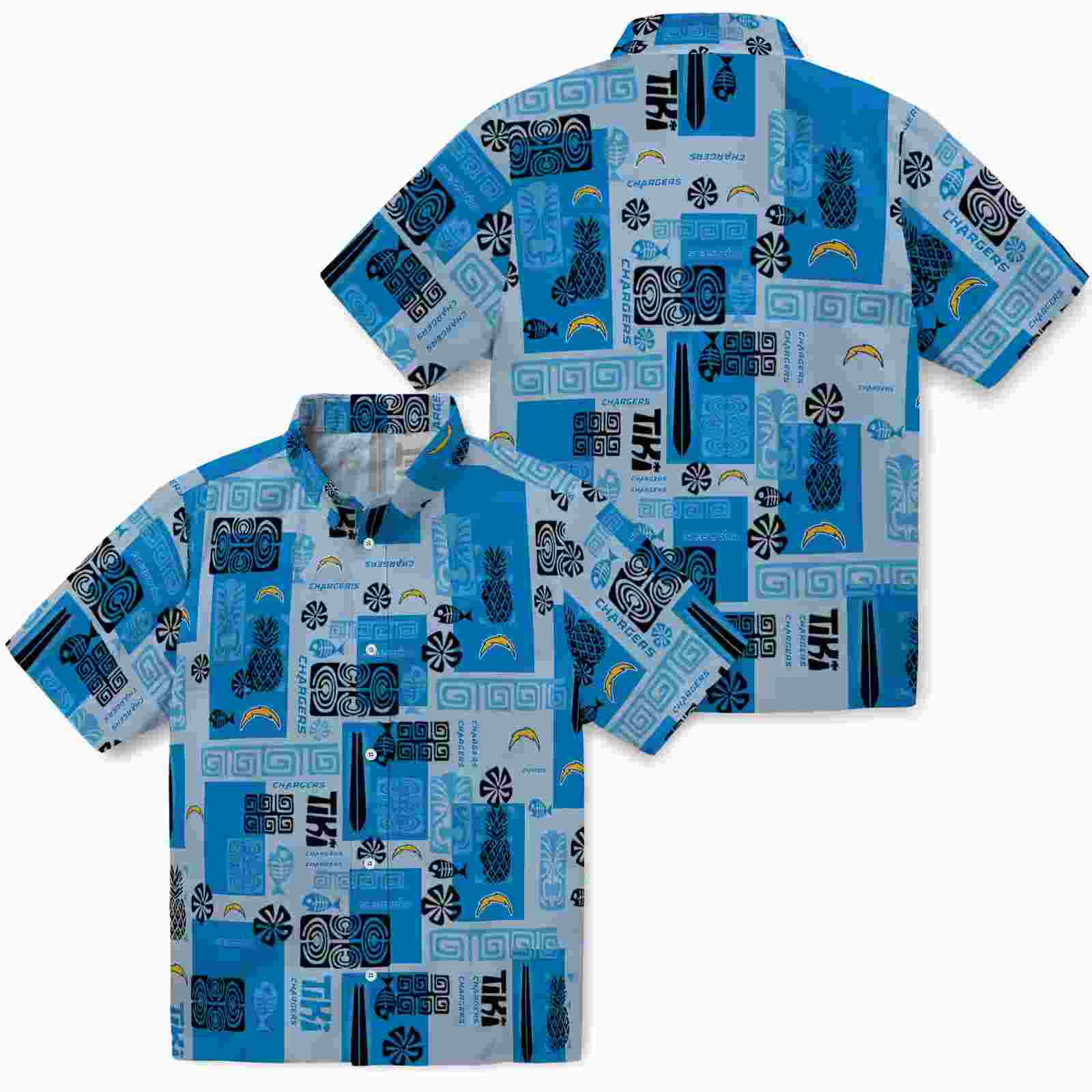 los angeles chargers tribal symbols blue hawaiian shirt high quality