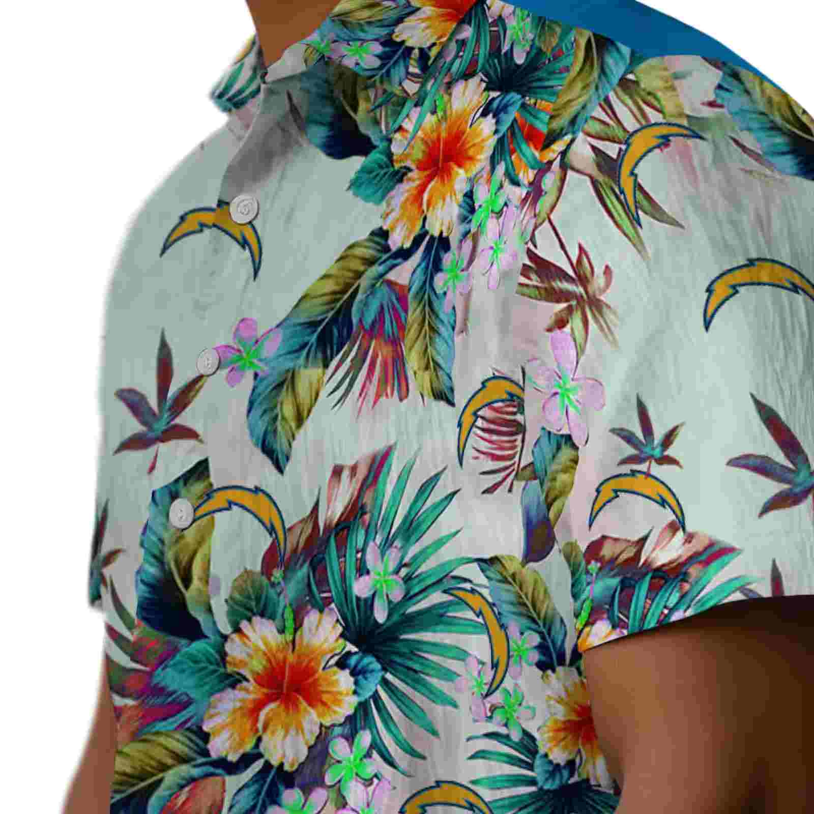 los angeles chargers tropical foliage green hawaiian shirt trendy