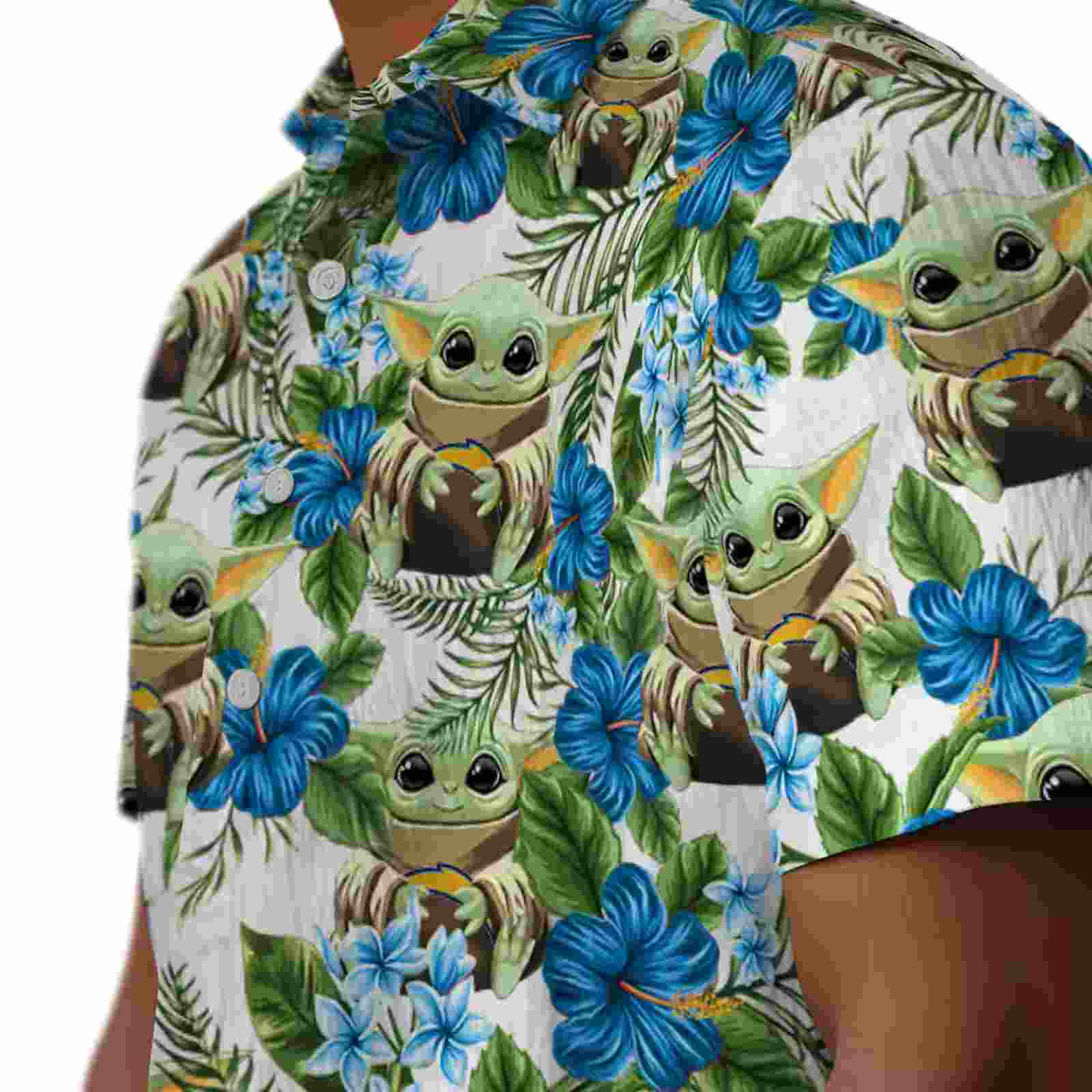 los angeles chargers tropical yoda green hawaiian shirt trendy