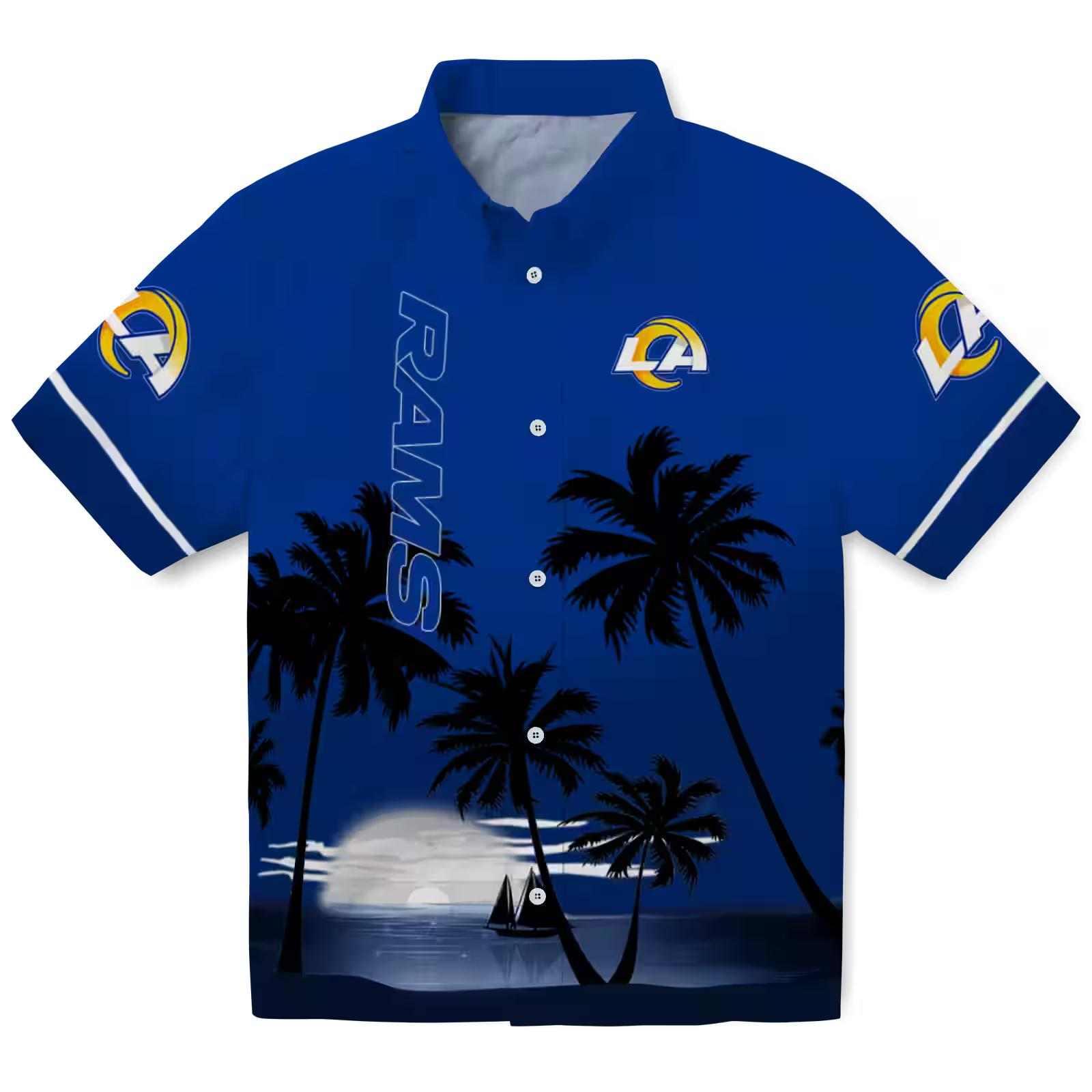 los angeles rams beach sunset blue black hawaiian shirt best selling