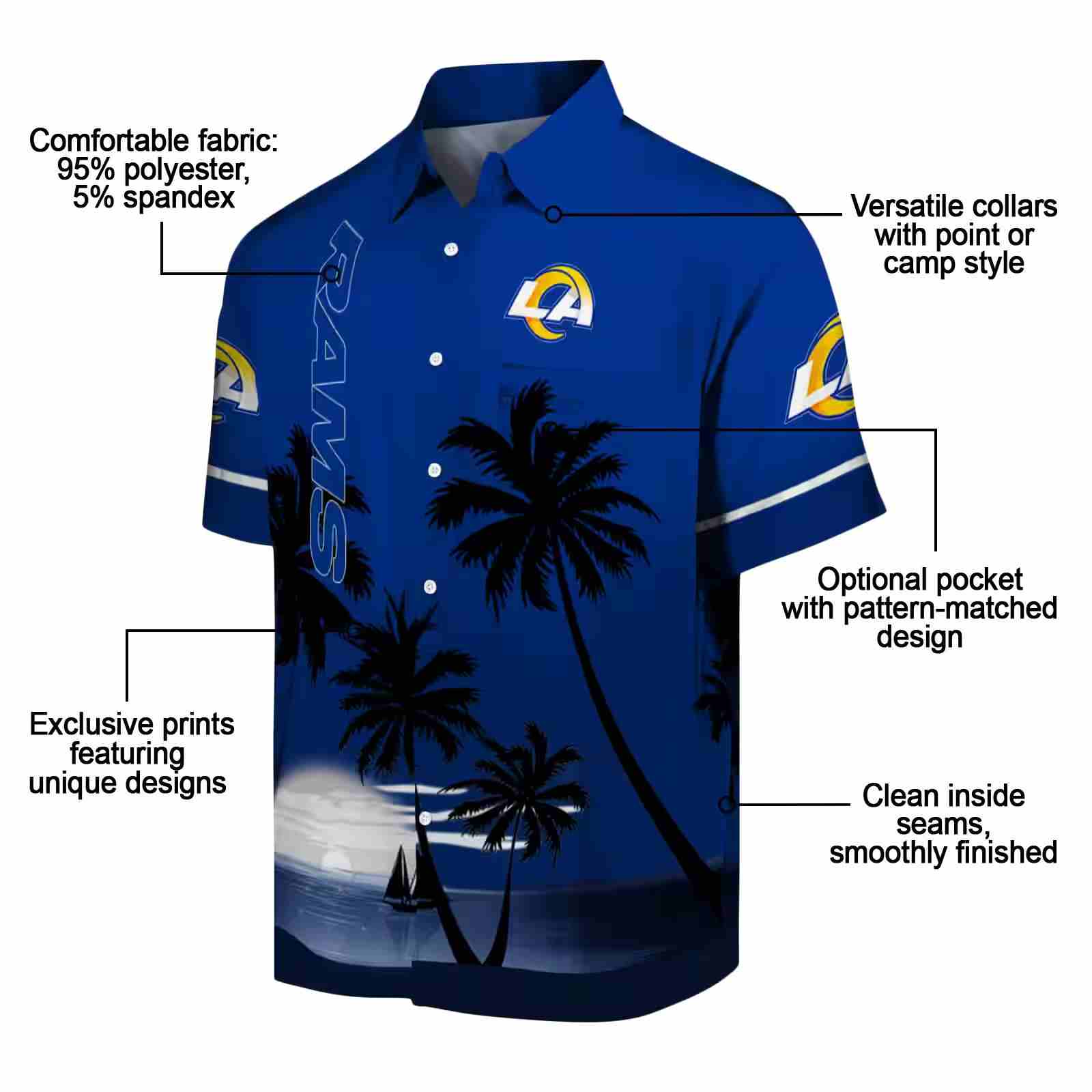 los angeles rams beach sunset blue black hawaiian shirt new arrival