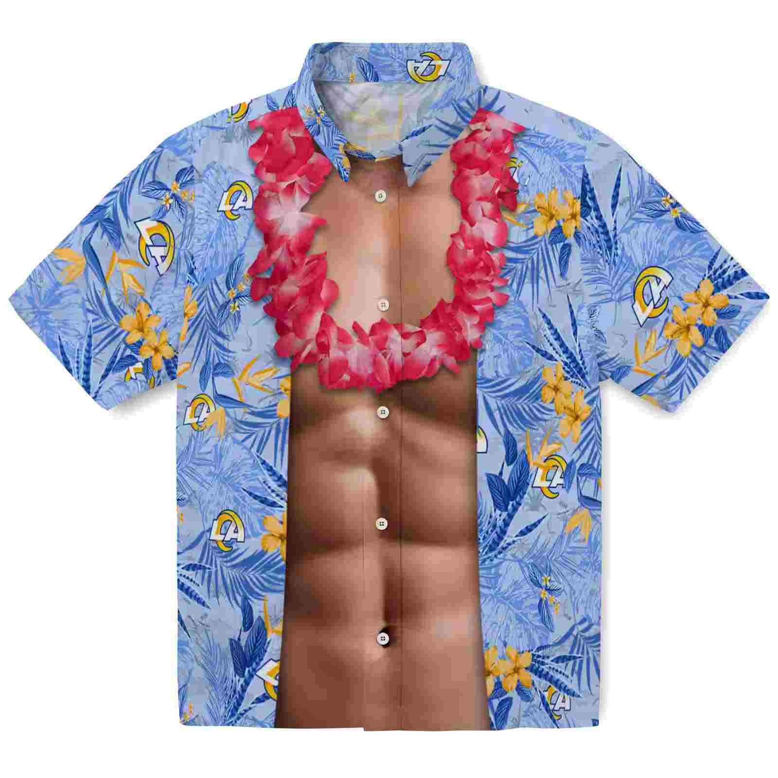 Los Angeles Rams Chest Illusion Blue Hawaiian Shirt