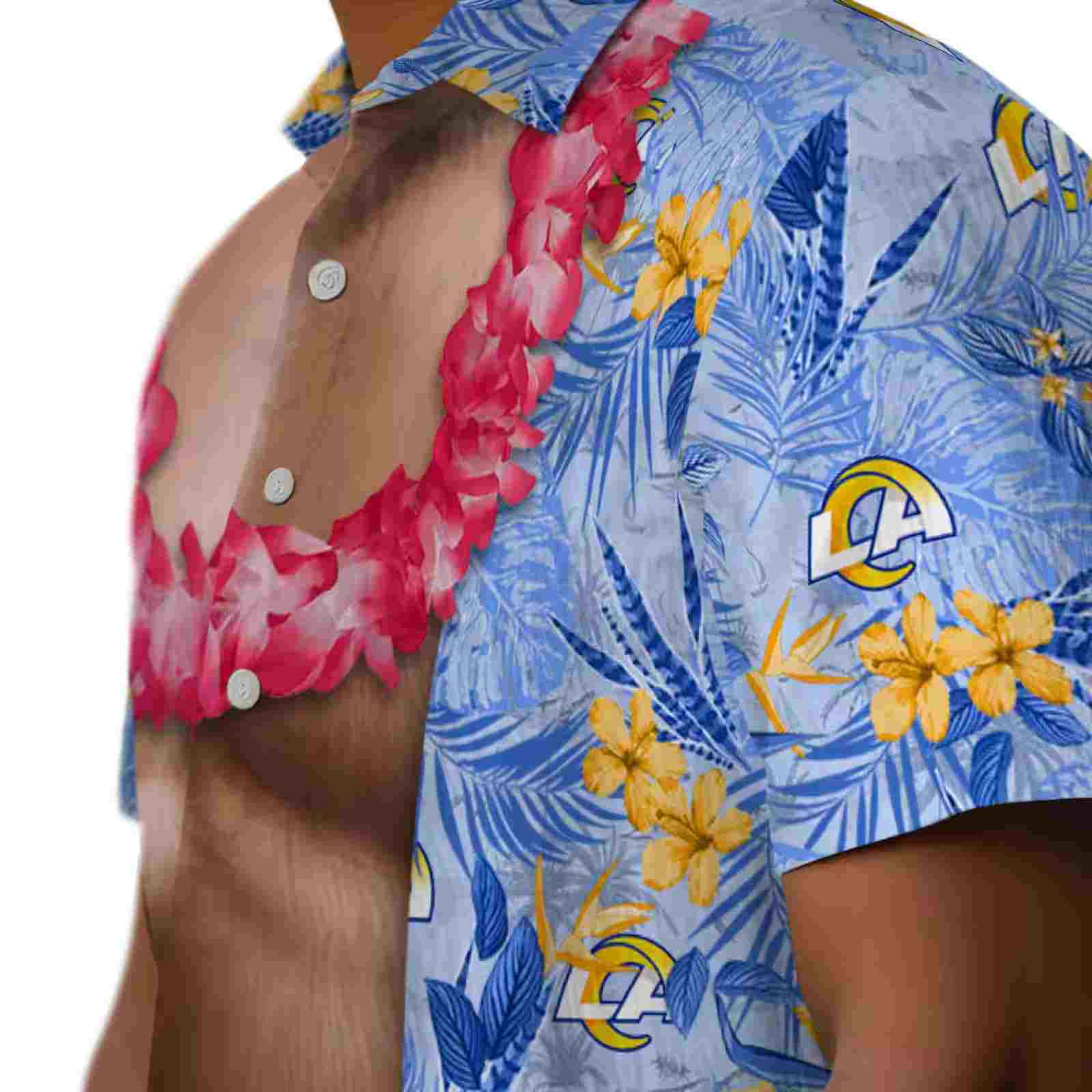 los angeles rams chest illusion blue hawaiian shirt trendy