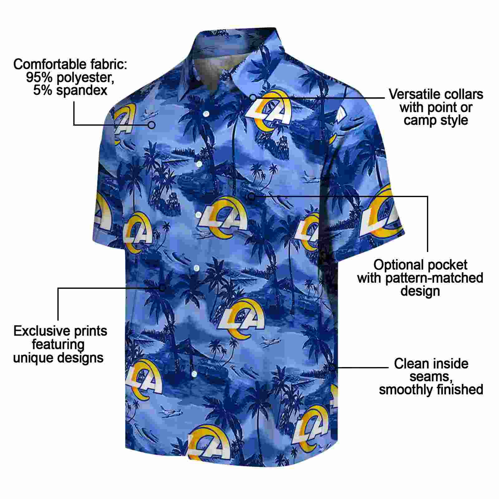 los angeles rams coastal palms blue hawaiian shirt new arrival