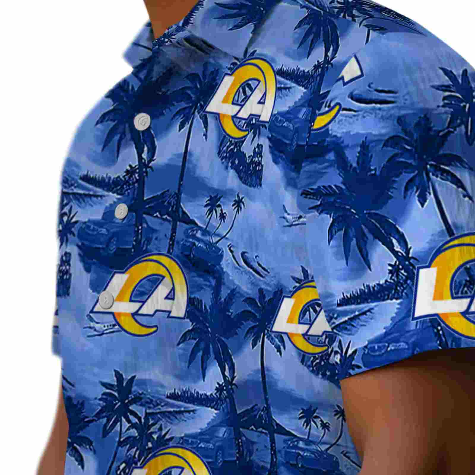 los angeles rams coastal palms blue hawaiian shirt trendy