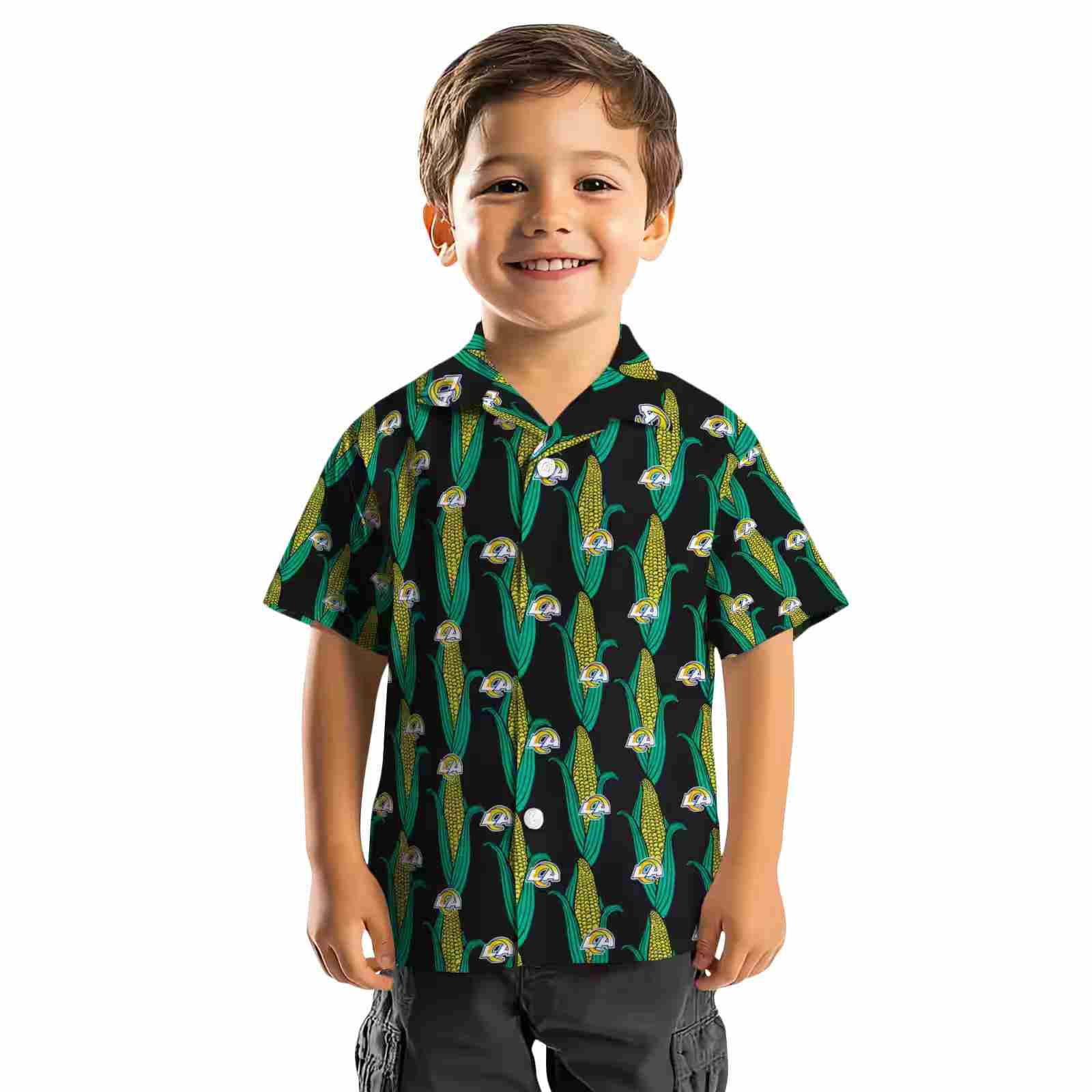 los angeles rams corn motifs black green hawaiian shirt top rated