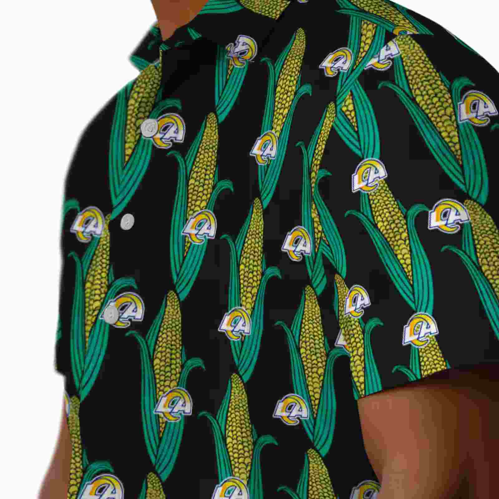 los angeles rams corn motifs black green hawaiian shirt trendy