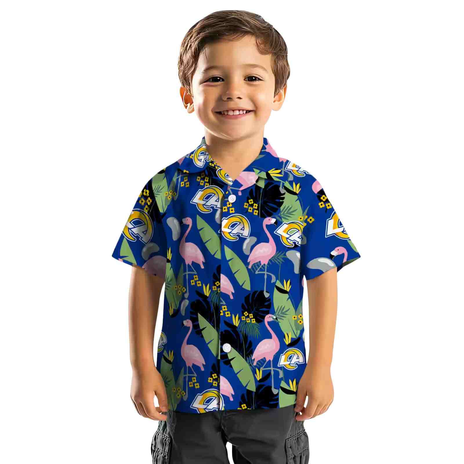 los angeles rams flamingo leaves blue hawaiian shirt top rated