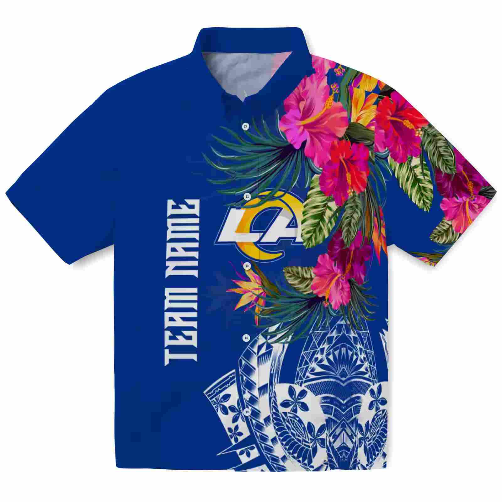 los angeles rams floral polynesian blue hawaiian shirt best selling