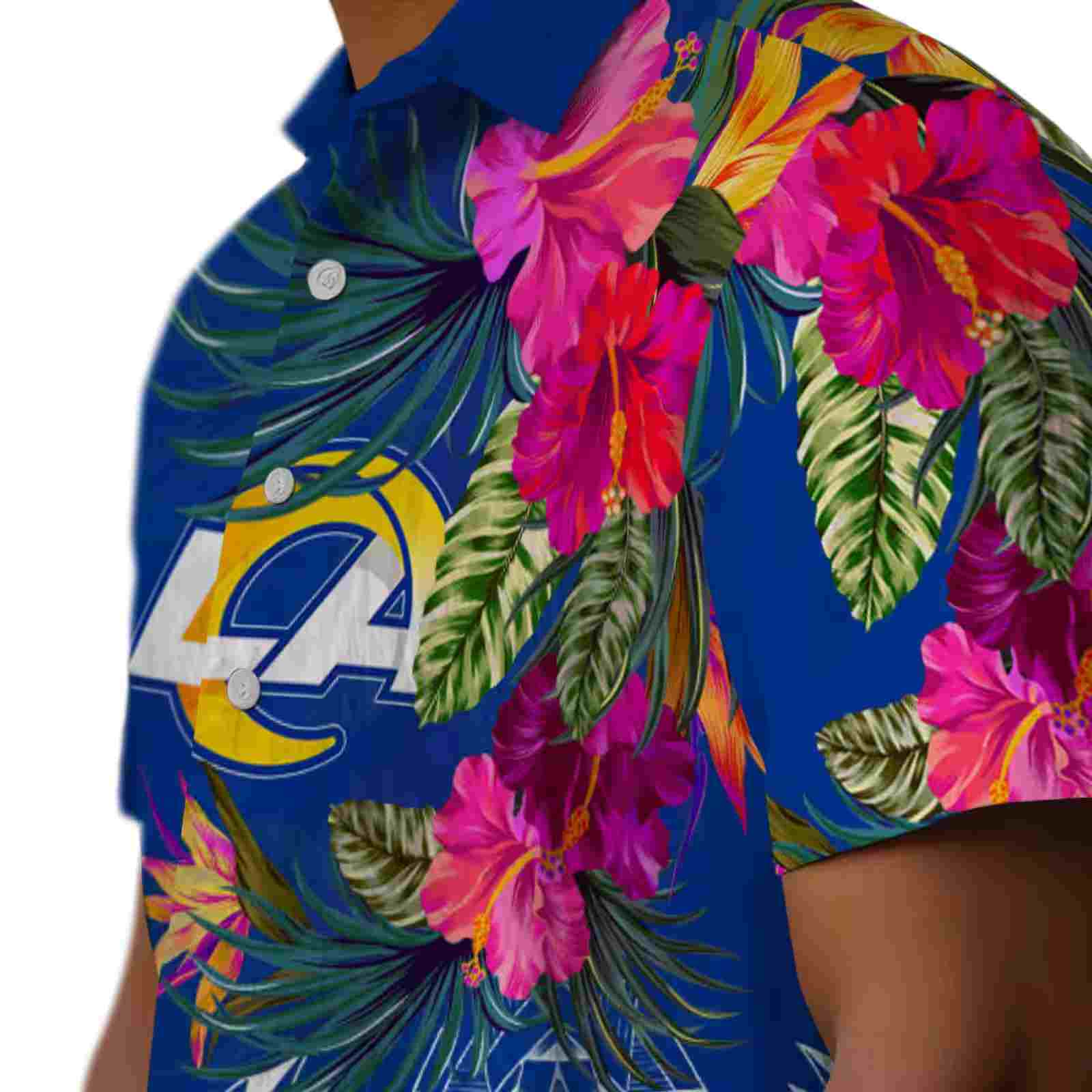 los angeles rams floral polynesian blue hawaiian shirt trendy