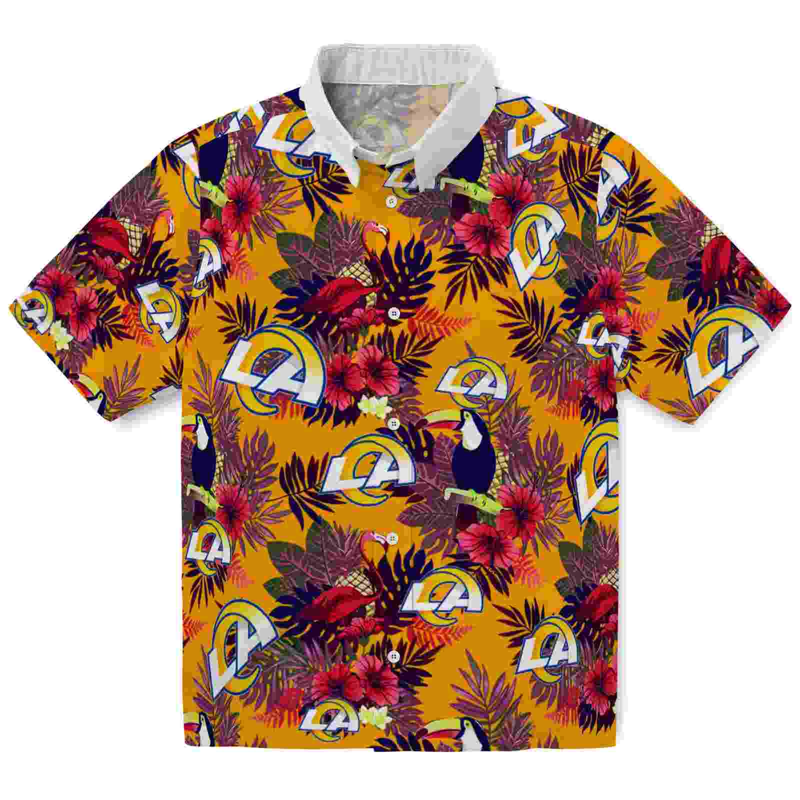 Los Angeles Rams Floral Toucan Blue Red Hawaiian Shirt