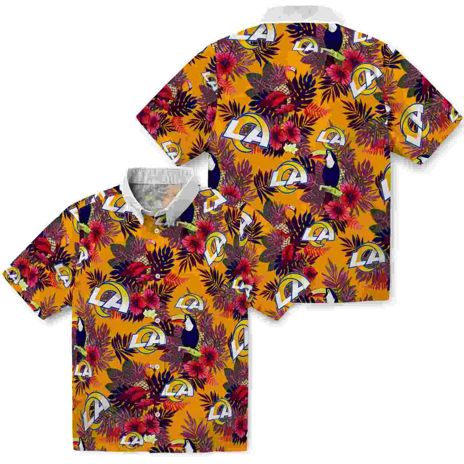 los angeles rams floral toucan blue red hawaiian shirt high quality