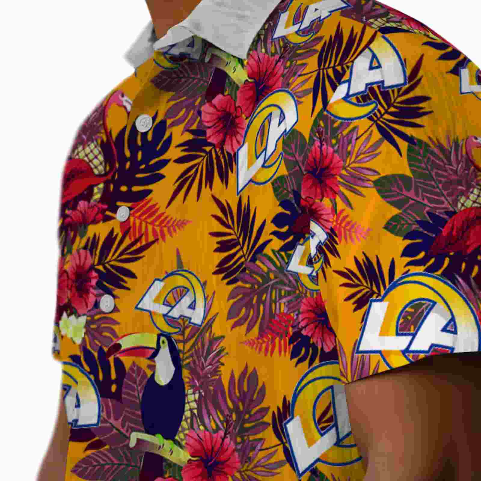 los angeles rams floral toucan blue red hawaiian shirt trendy