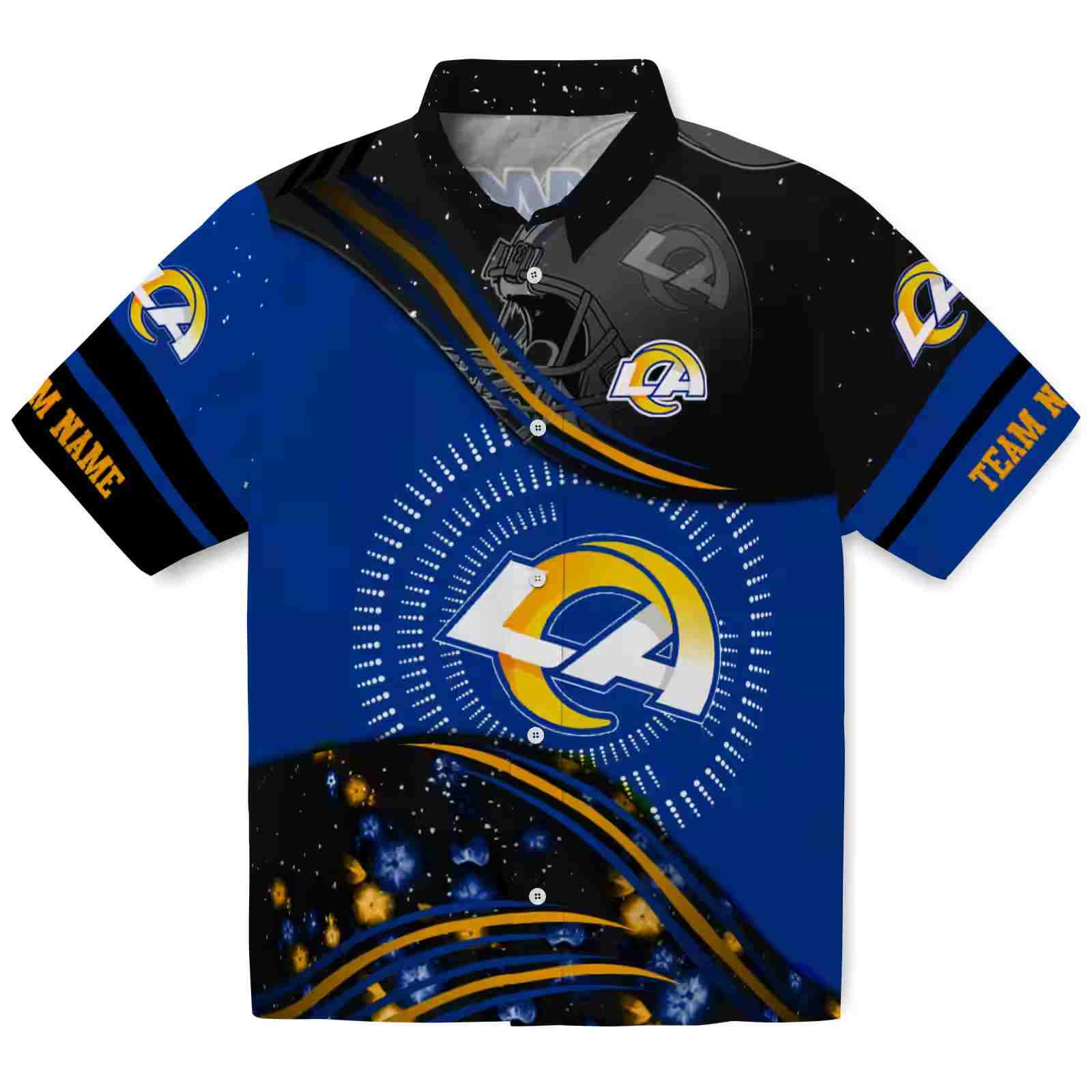 los angeles rams football wave blue black hawaiian shirt best selling