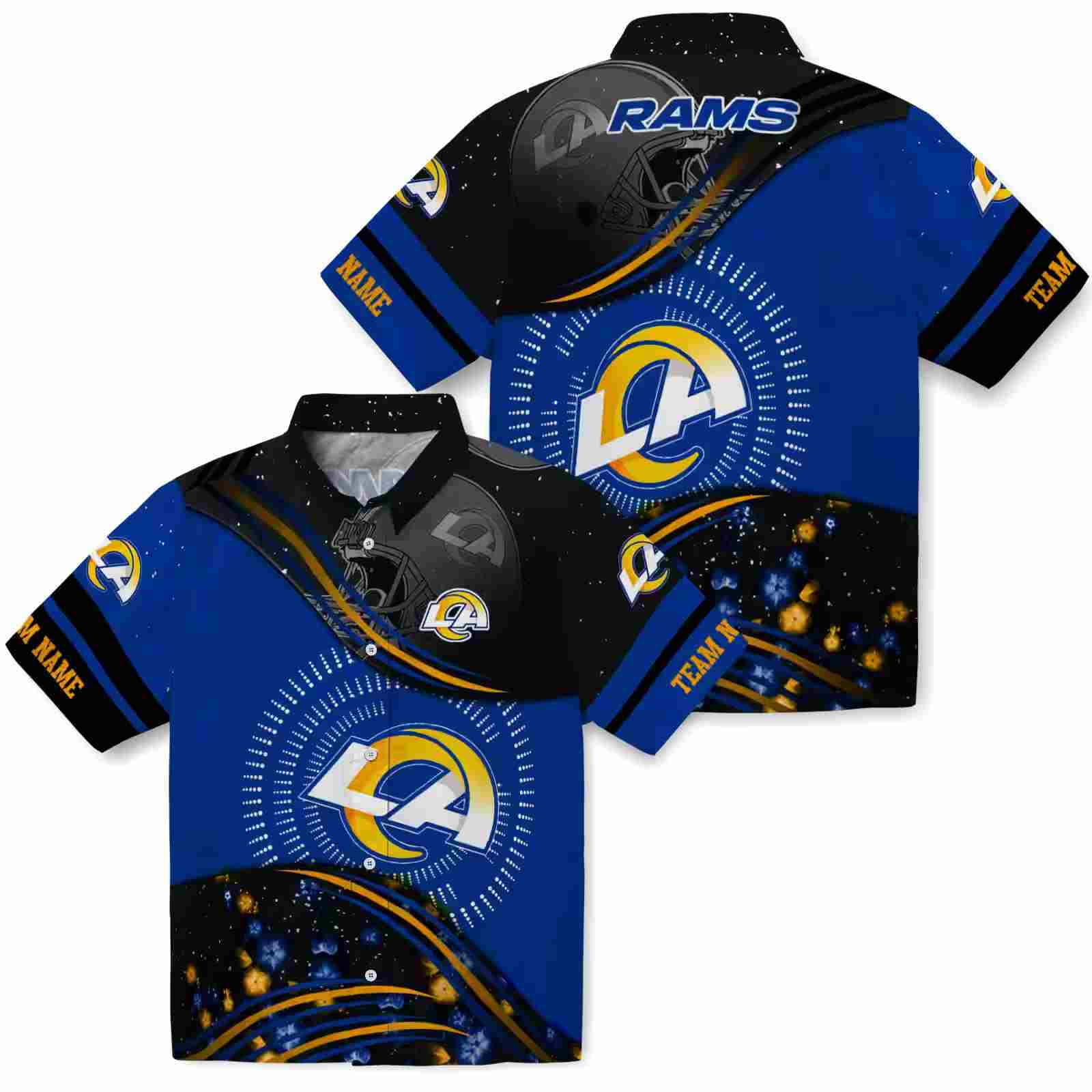 los angeles rams football wave blue black hawaiian shirt high quality