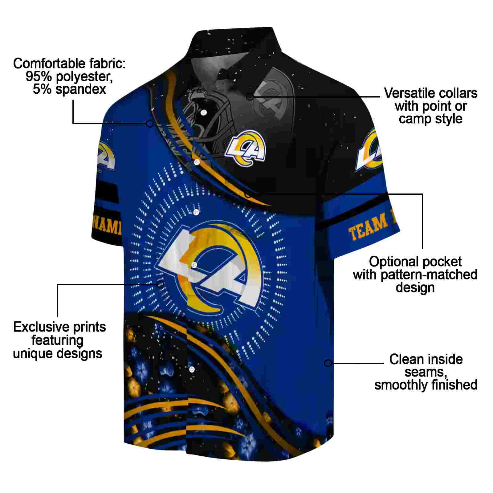 los angeles rams football wave blue black hawaiian shirt new arrival