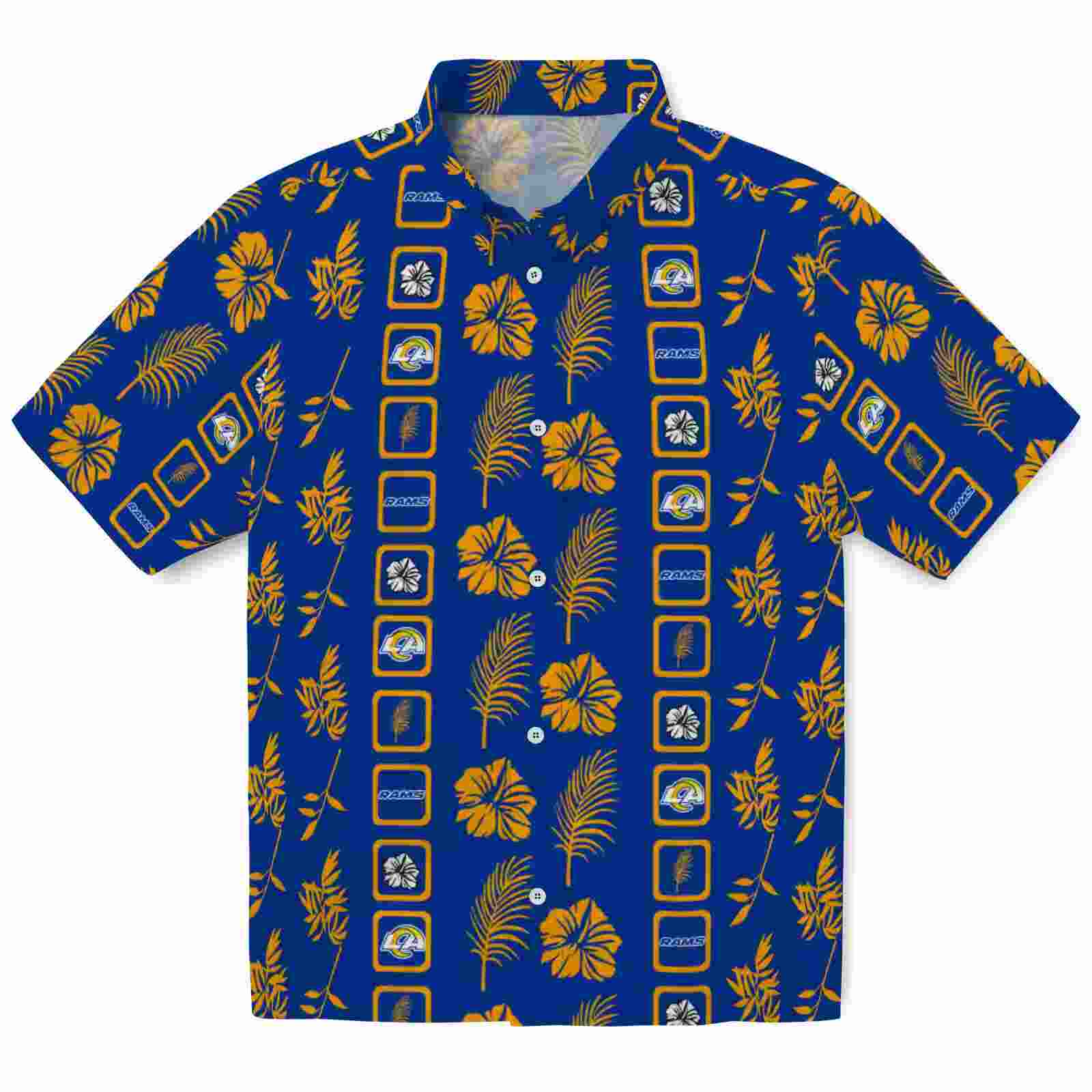 los angeles rams framed floral blue hawaiian shirt best selling