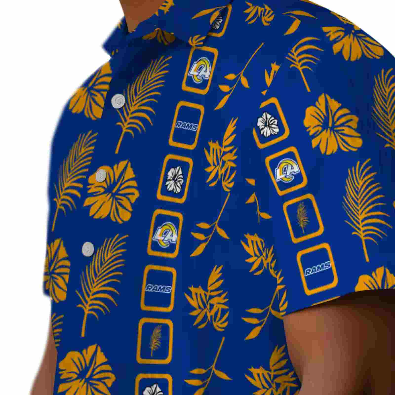 los angeles rams framed floral blue hawaiian shirt trendy