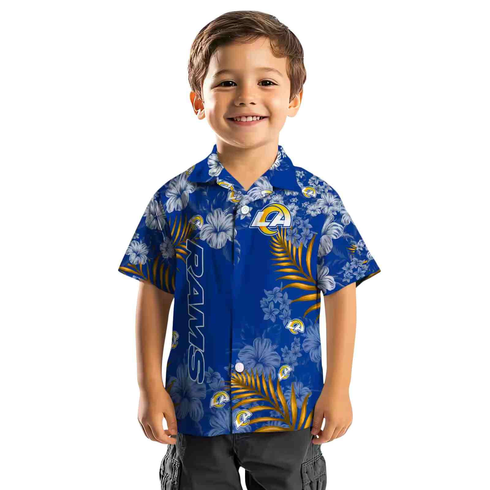 los angeles rams hibiscus print blue hawaiian shirt top rated