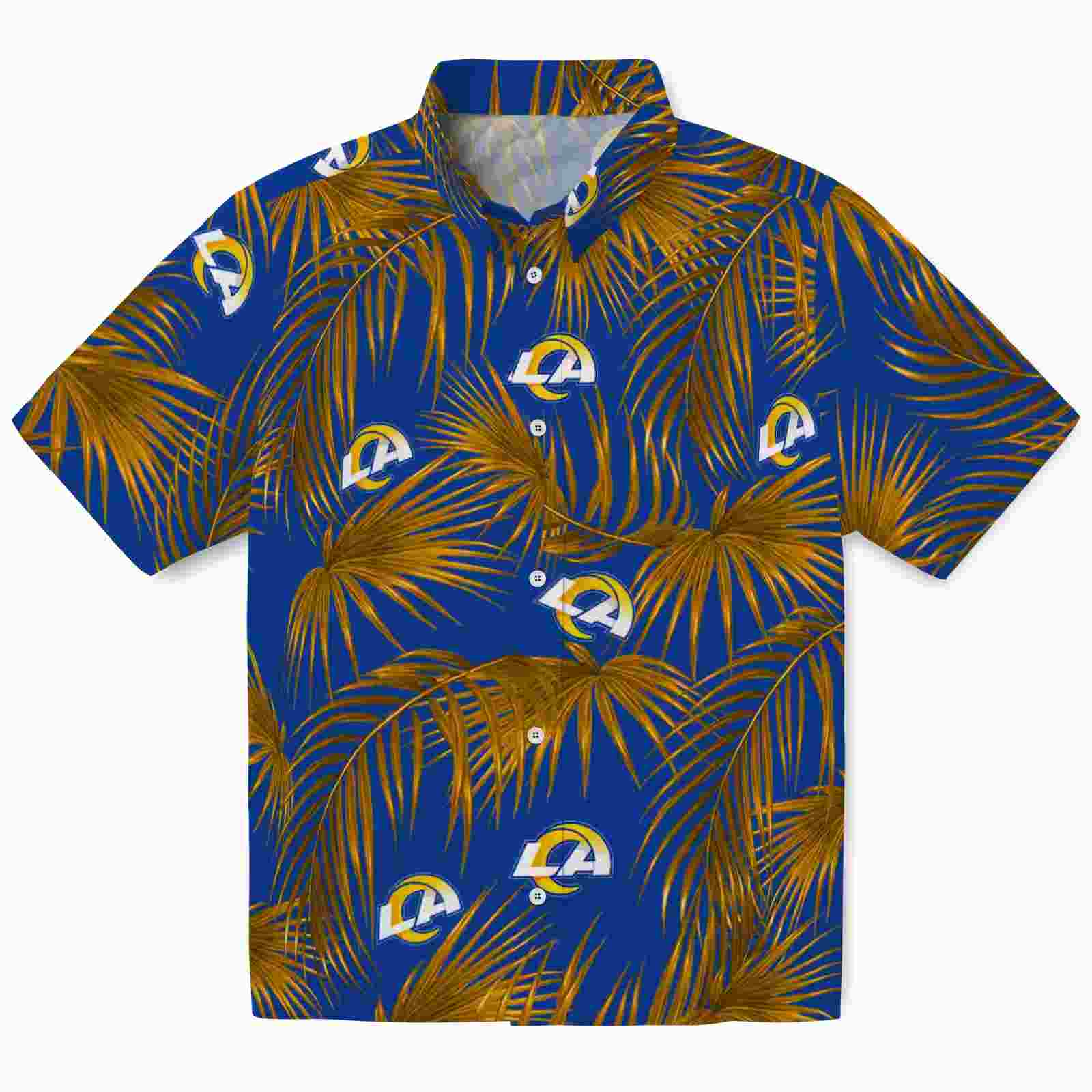 Los Angeles Rams Leafy Palms Blue Hawaiian Shirt