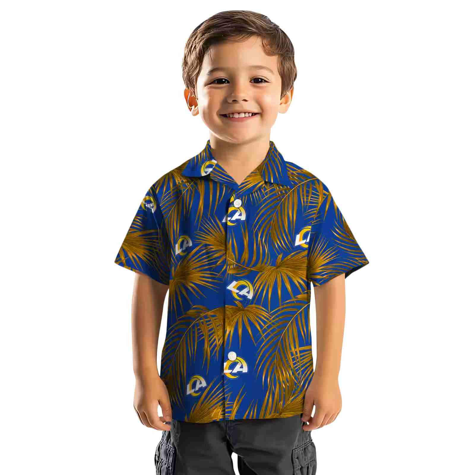 los angeles rams leafy palms blue hawaiian shirt top rated