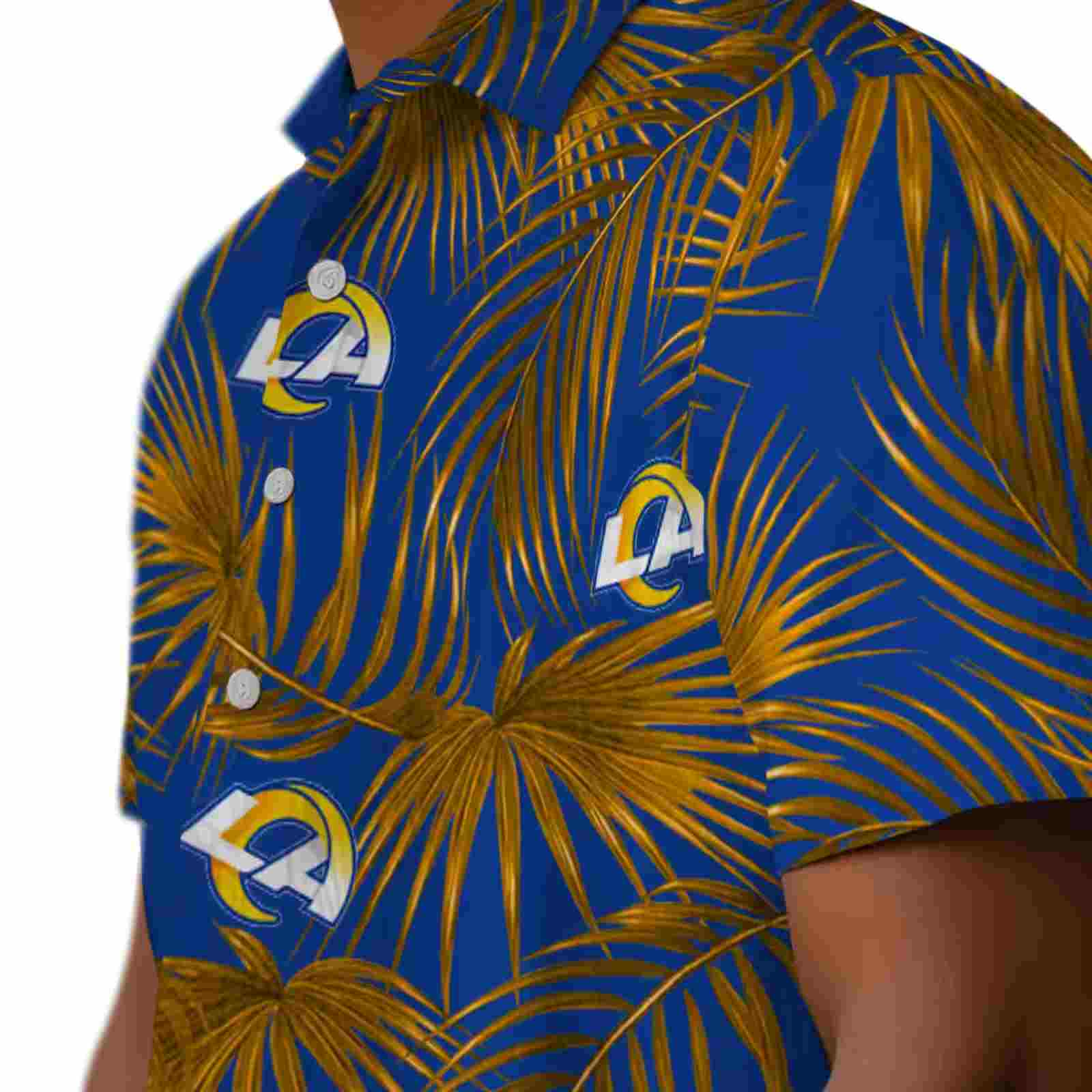 los angeles rams leafy palms blue hawaiian shirt trendy