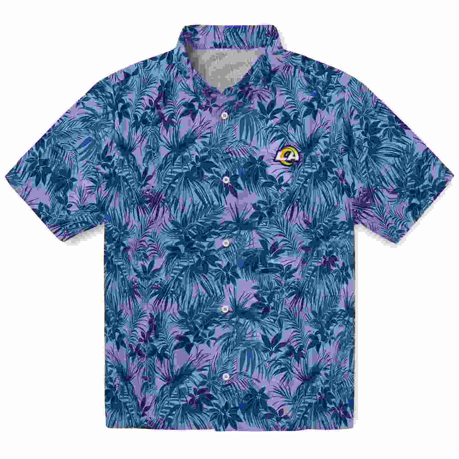 Los Angeles Rams Leafy Pattern Blue Hawaiian Shirt