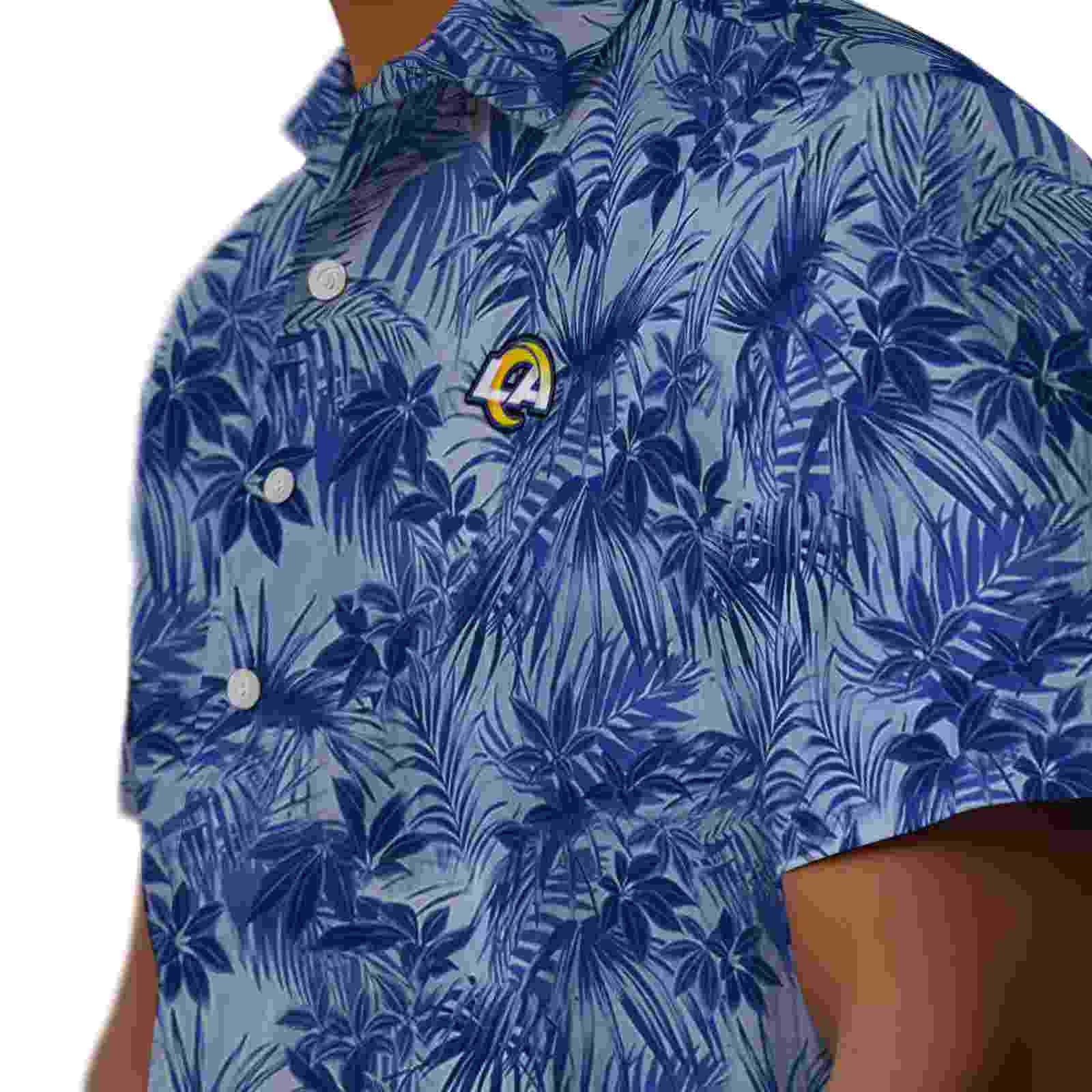 los angeles rams leafy pattern blue hawaiian shirt trendy