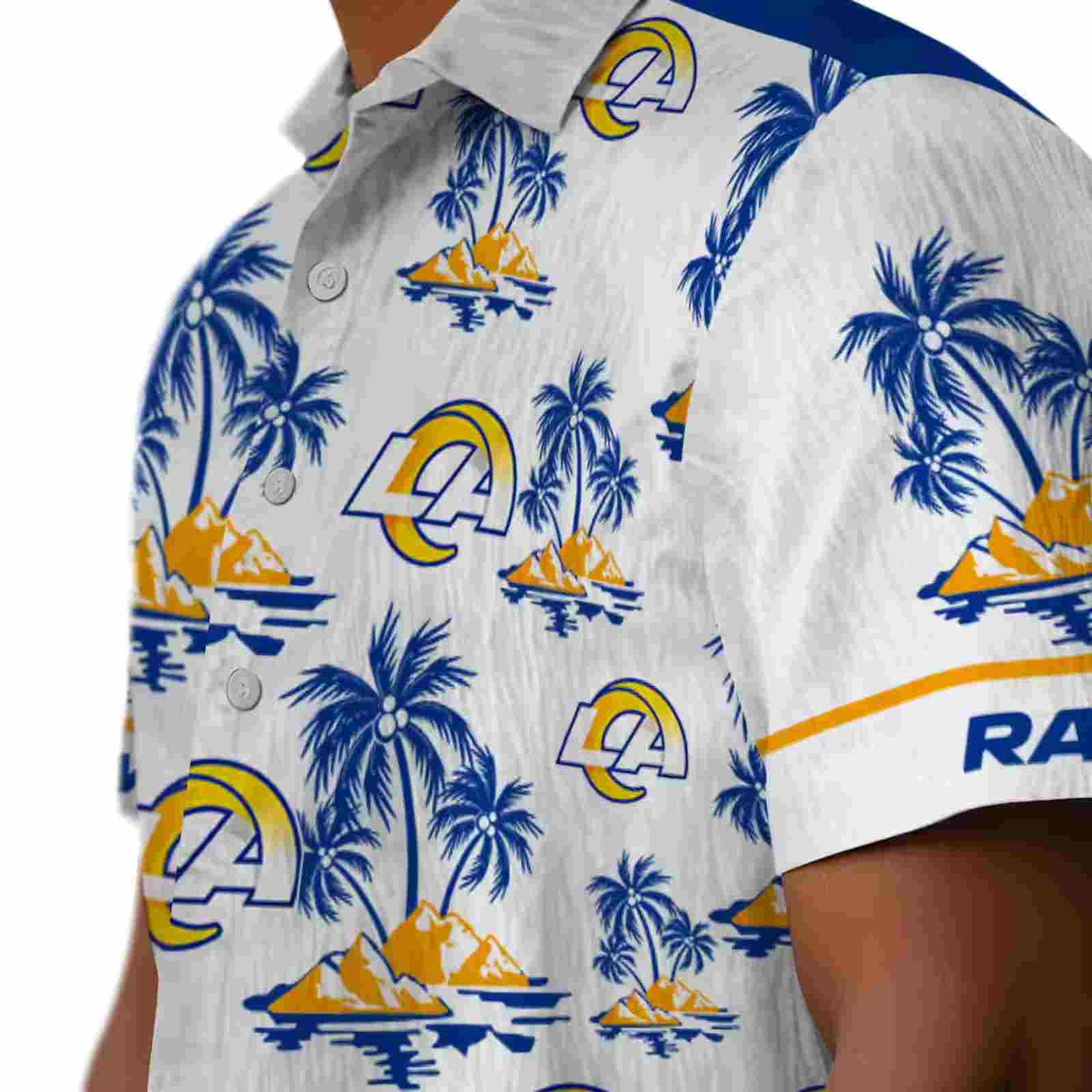 los angeles rams palm island print blue white hawaiian shirt trendy