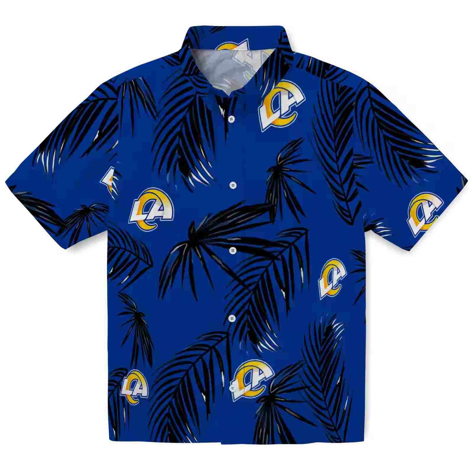 Los Angeles Rams Palm Leaf Blue Hawaiian Shirt