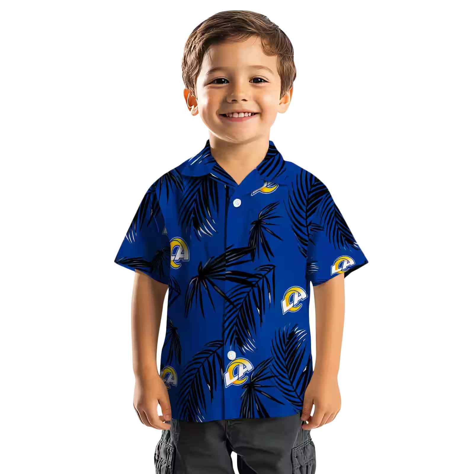 los angeles rams palm leaf blue hawaiian shirt top rated