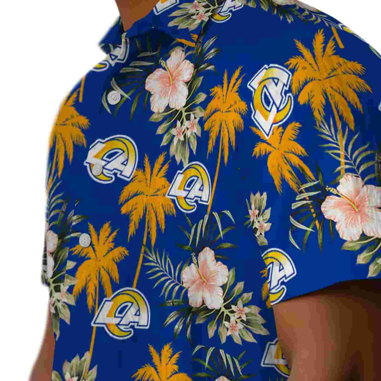 los angeles rams palm tree flower blue hawaiian shirt trendy