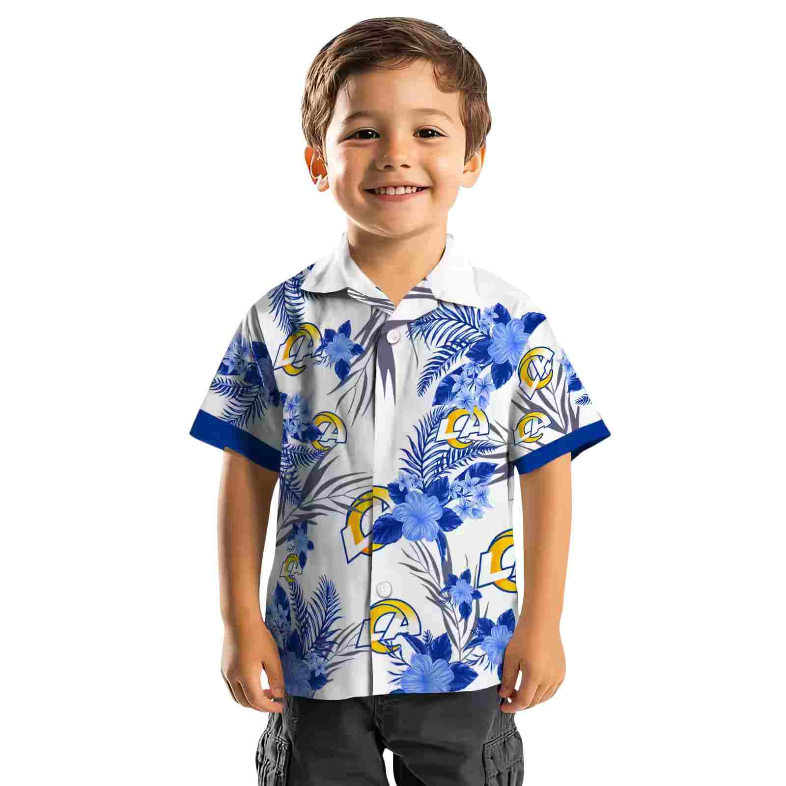 los angeles rams patriotic hibiscus design blue white hawaiian shirt top rated