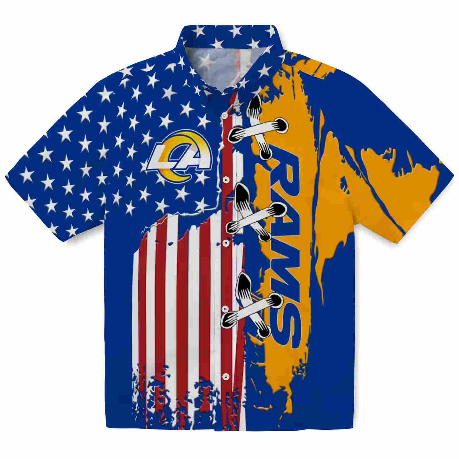 Los Angeles Rams Stitched Flag Blue Hawaiian Shirt