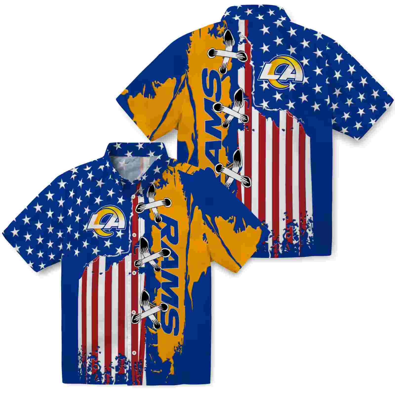 los angeles rams stitched flag blue hawaiian shirt high quality