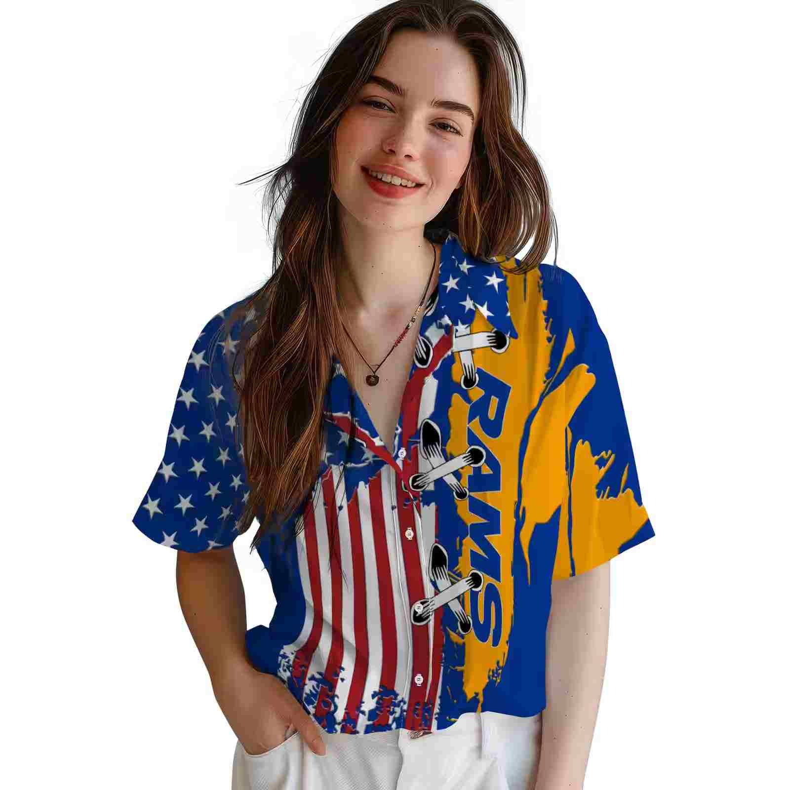 los angeles rams stitched flag blue hawaiian shirt latest model