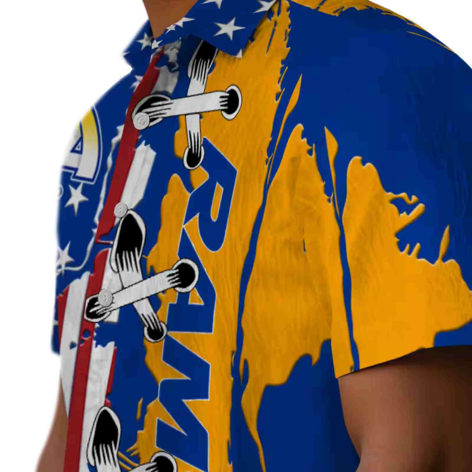 los angeles rams stitched flag blue hawaiian shirt trendy