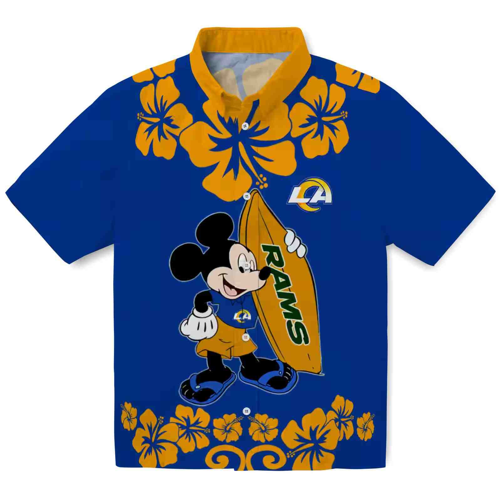 los angeles rams surfing mickey blue hawaiian shirt best selling