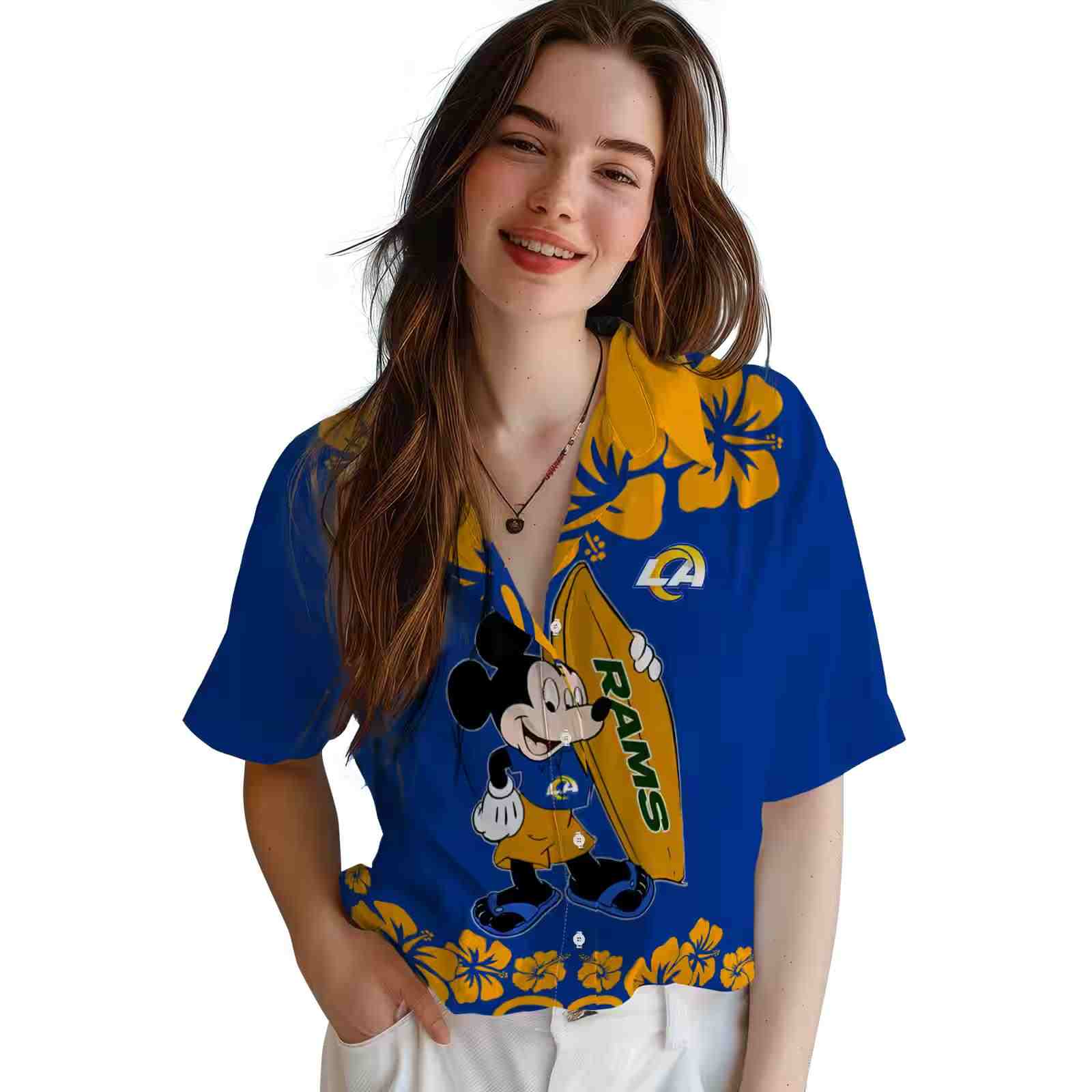 los angeles rams surfing mickey blue hawaiian shirt latest model