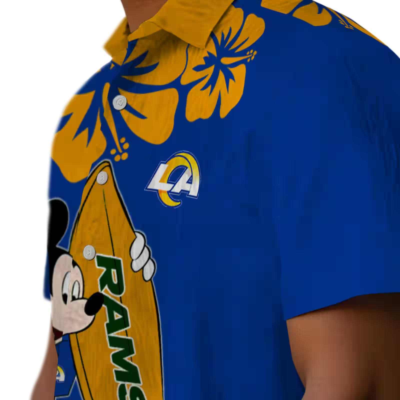 los angeles rams surfing mickey blue hawaiian shirt trendy