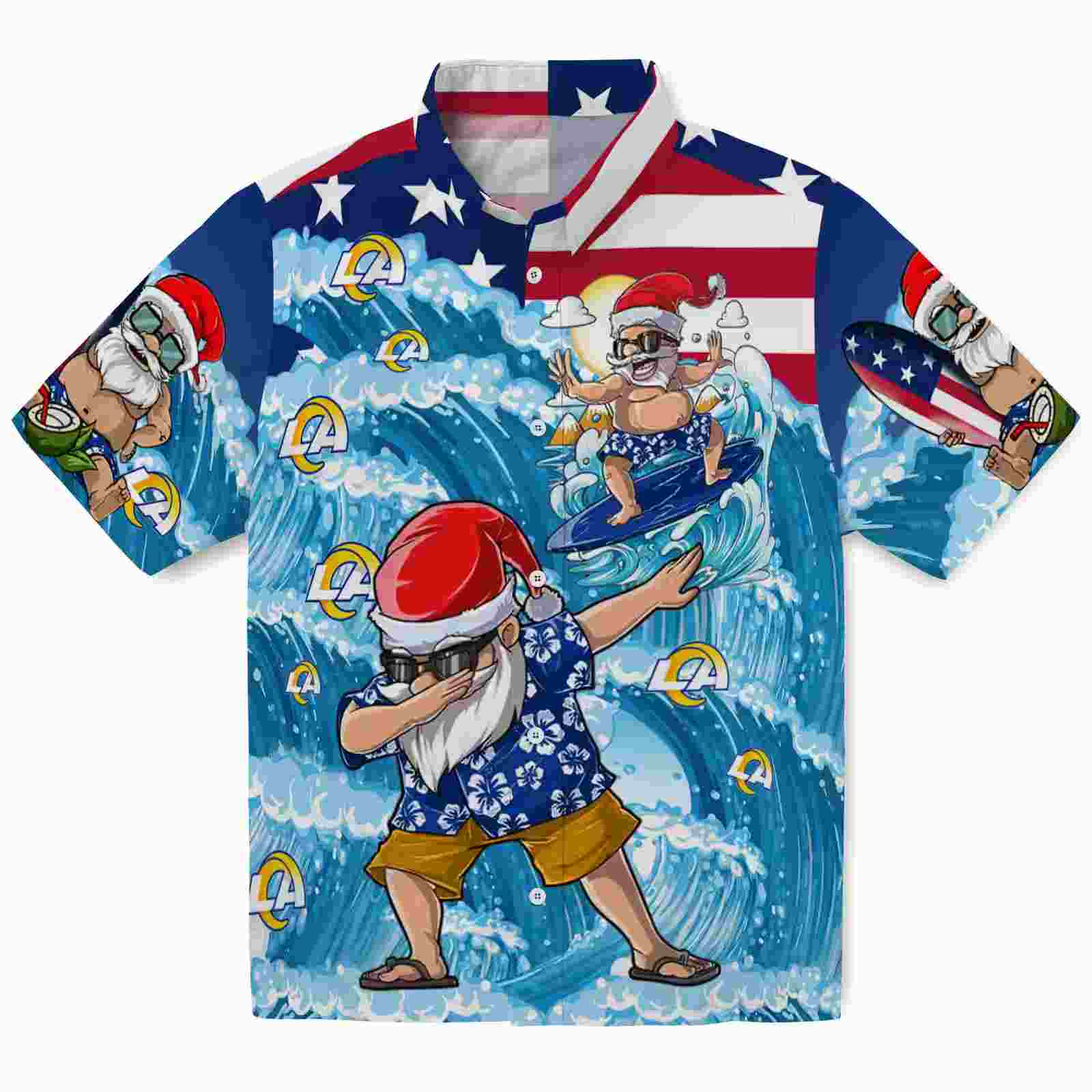 los angeles rams surfing santa blue hawaiian shirt best selling