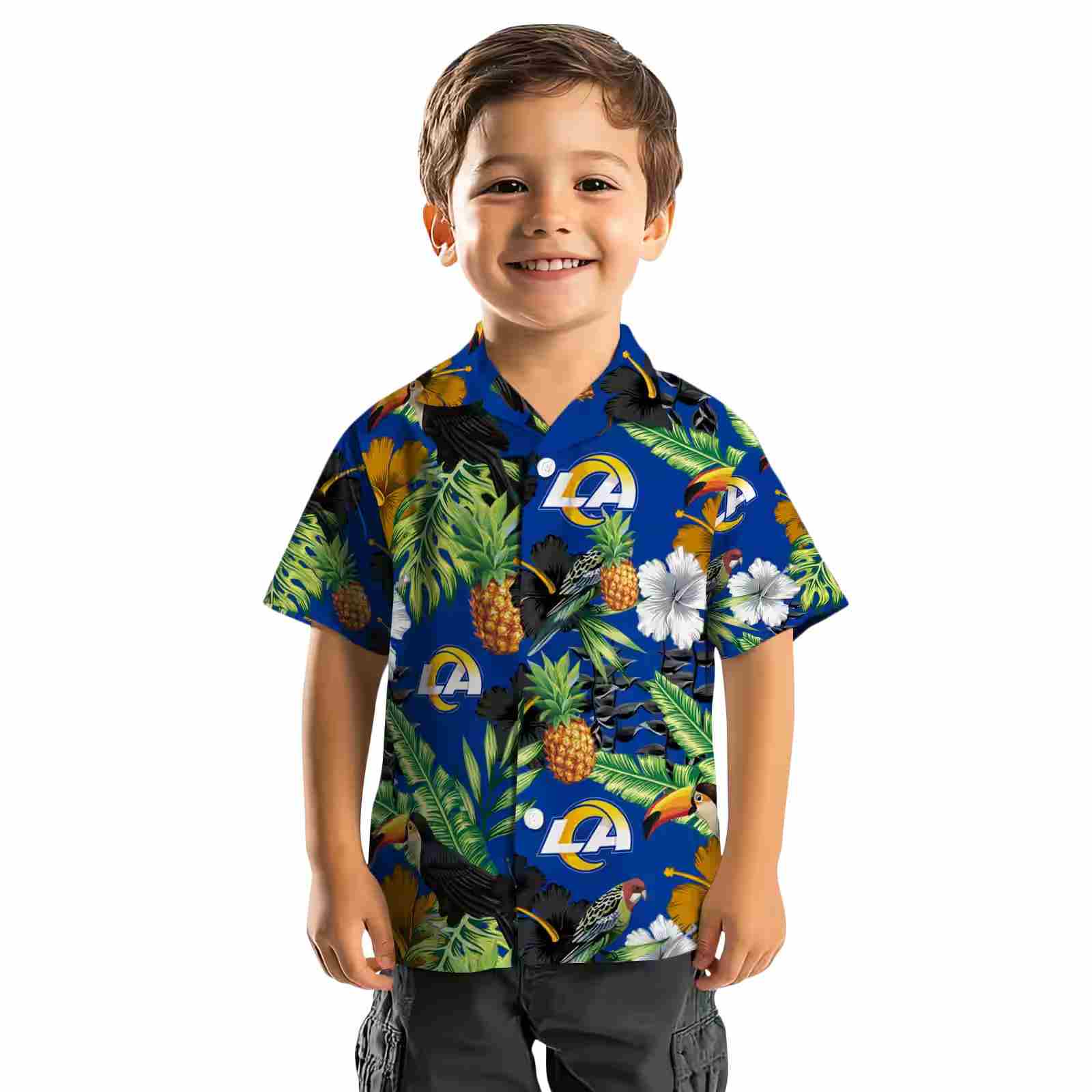 los angeles rams toucan hibiscus pineapple blue green hawaiian shirt top rated