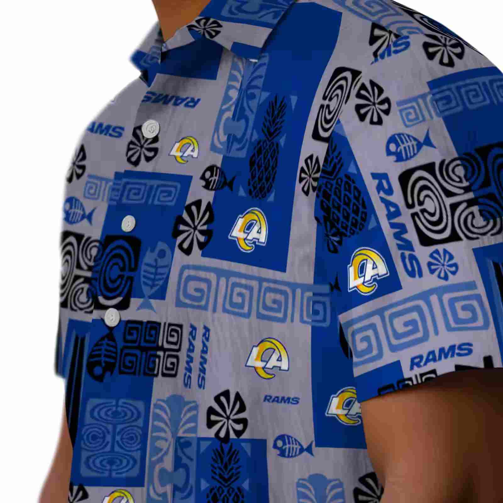 los angeles rams tribal symbols blue hawaiian shirt trendy