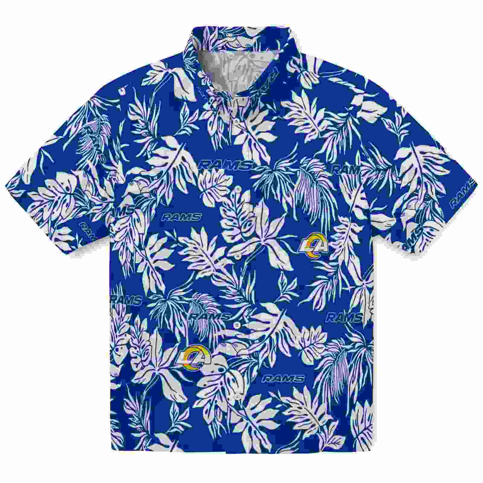 Los Angeles Rams Tropical Leaf Blue White Hawaiian Shirt