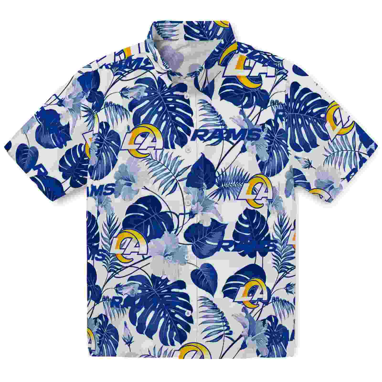 Los Angeles Rams Tropical Plants Blue White Hawaiian Shirt