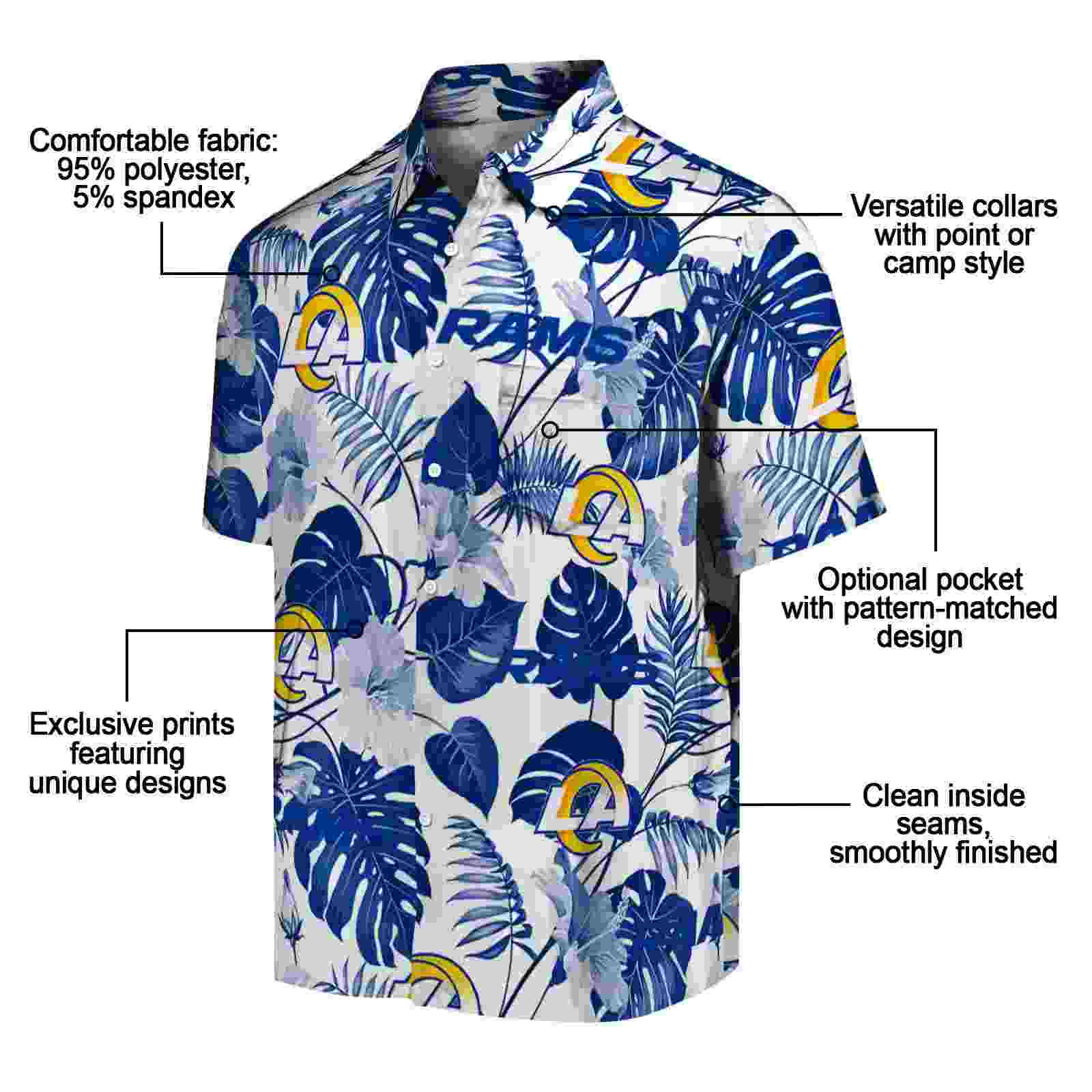 los angeles rams tropical plants blue white hawaiian shirt new arrival