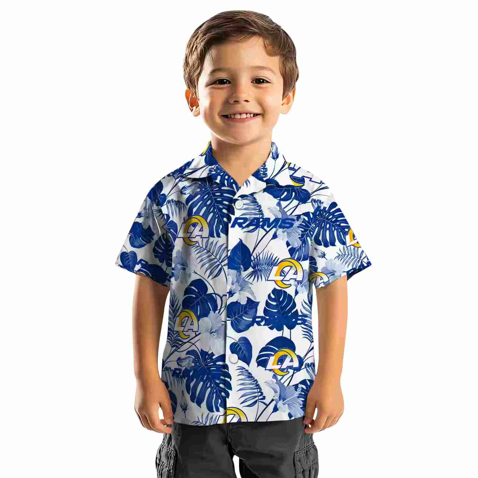 los angeles rams tropical plants blue white hawaiian shirt top rated