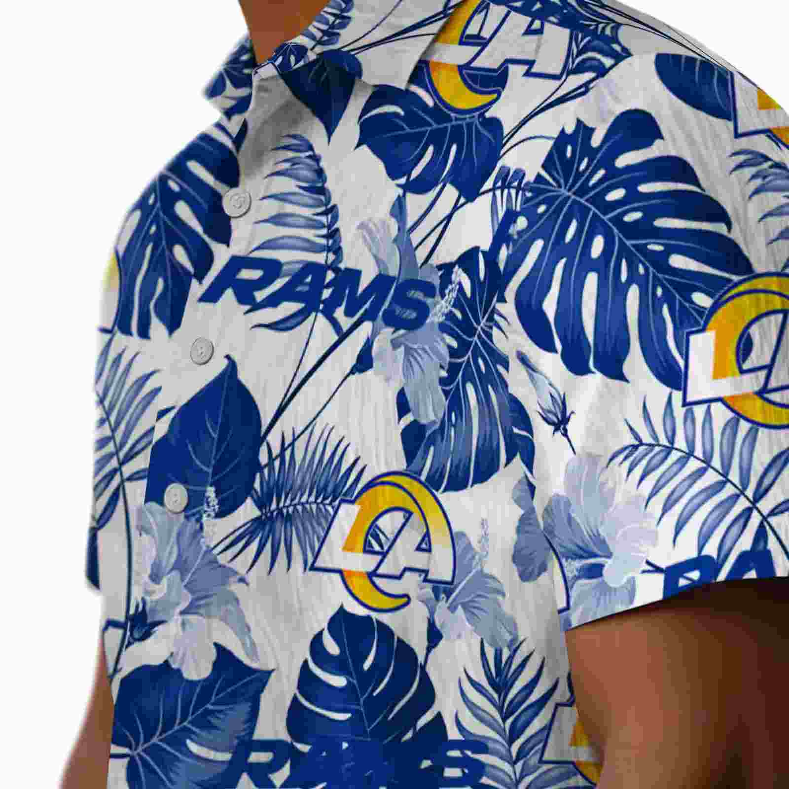 los angeles rams tropical plants blue white hawaiian shirt trendy