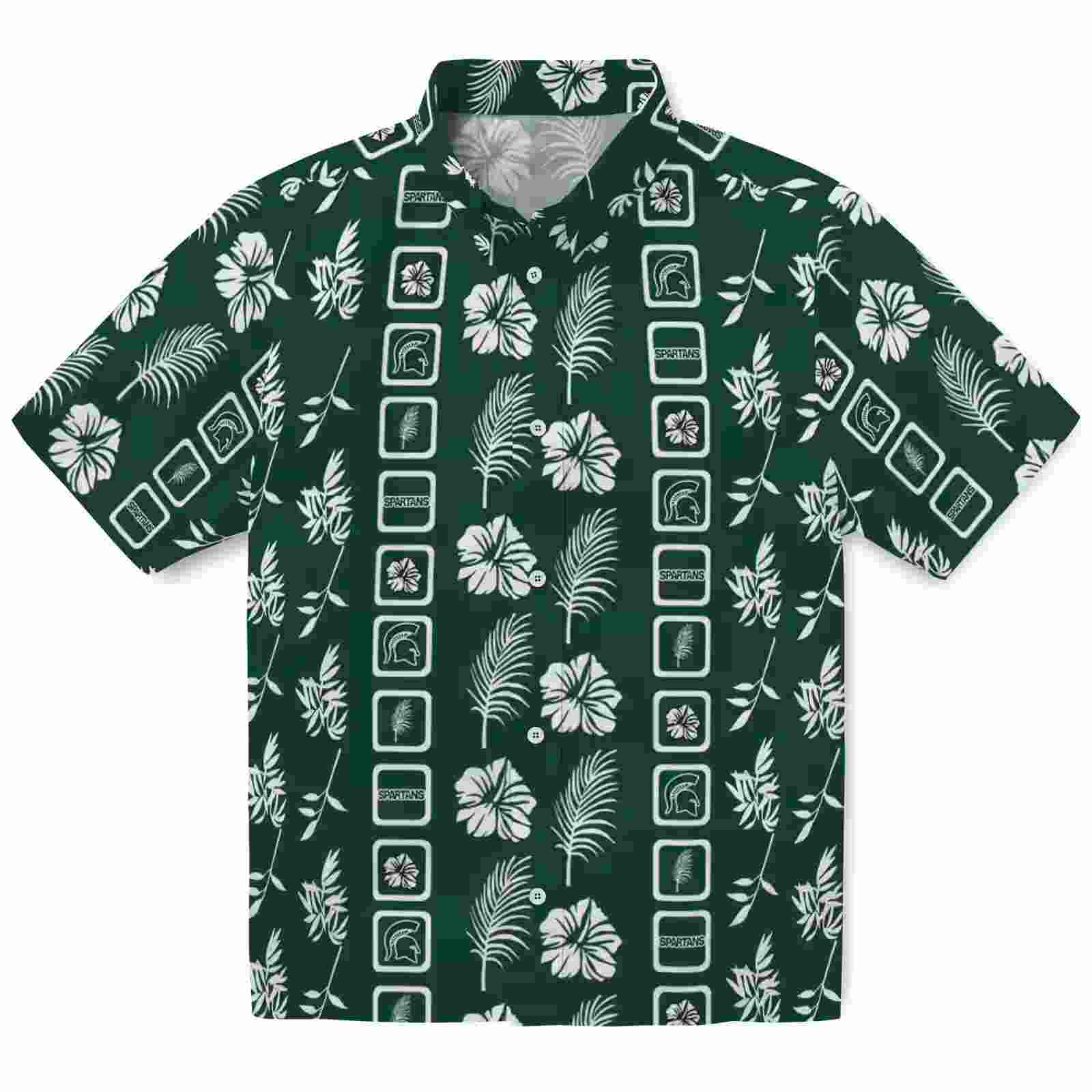 Michigan State Spartans Framed Floral Green Hawaiian Shirt