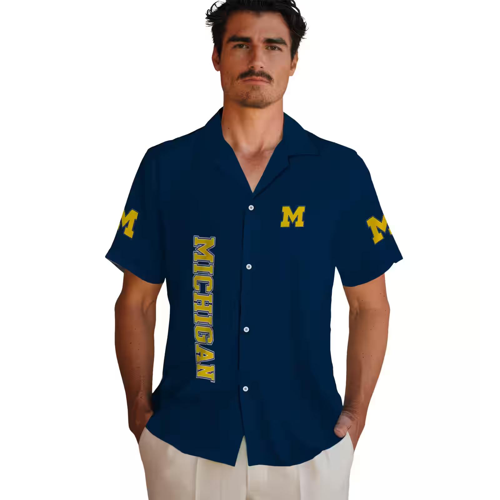 michigan wolverines stuart minion blue hawaiian shirt fashion forward